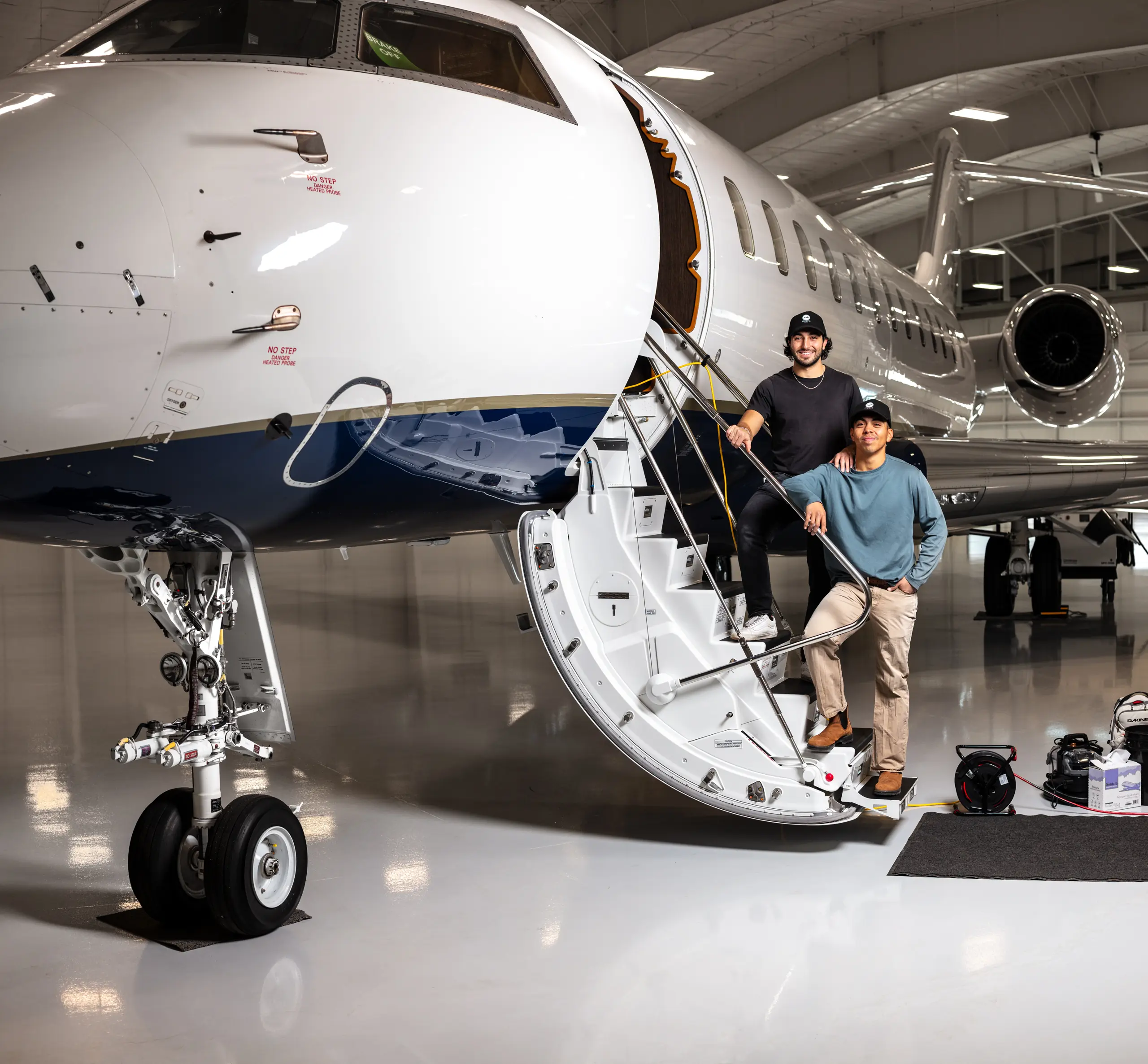 Man sitting in detailed Private jet